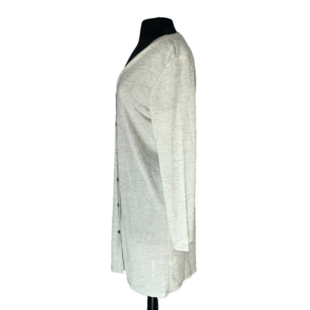 Pima Cotton Blend Duster Cardigan Casual L Oatmeal Fall Capsule Wardrobe NWT - Picture 4 of 9